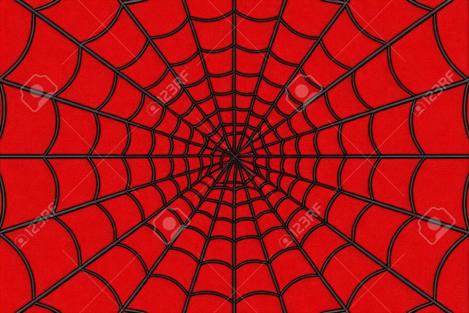 Teia de aranha. Teia de aranha no fundo vermelho. Ilustração vetorial