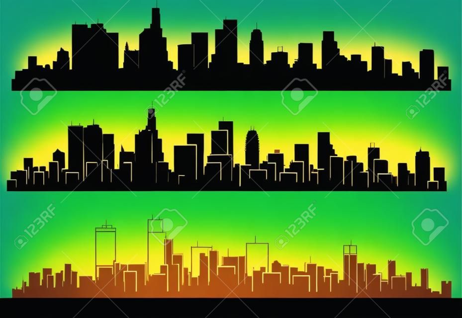Vector cities silhouettes 