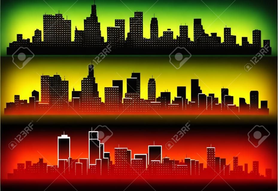 Vector cities silhouettes 