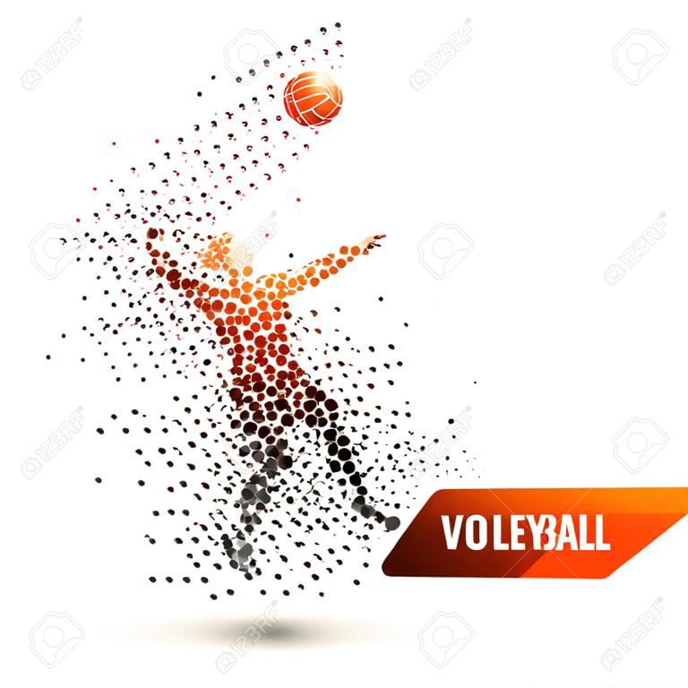 Volleyball player. Dot game illustration. Vector eps 10
