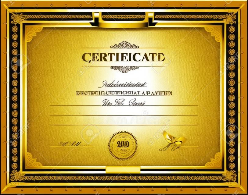 Vector illustration of gold detailed certificate