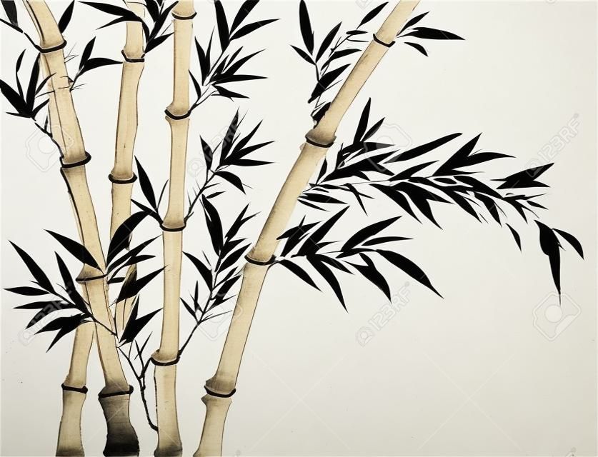 a hagyományos kínai festészet, bambusz, fehér és fekete