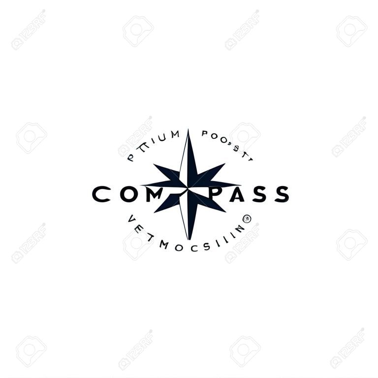 Black and white compass logo