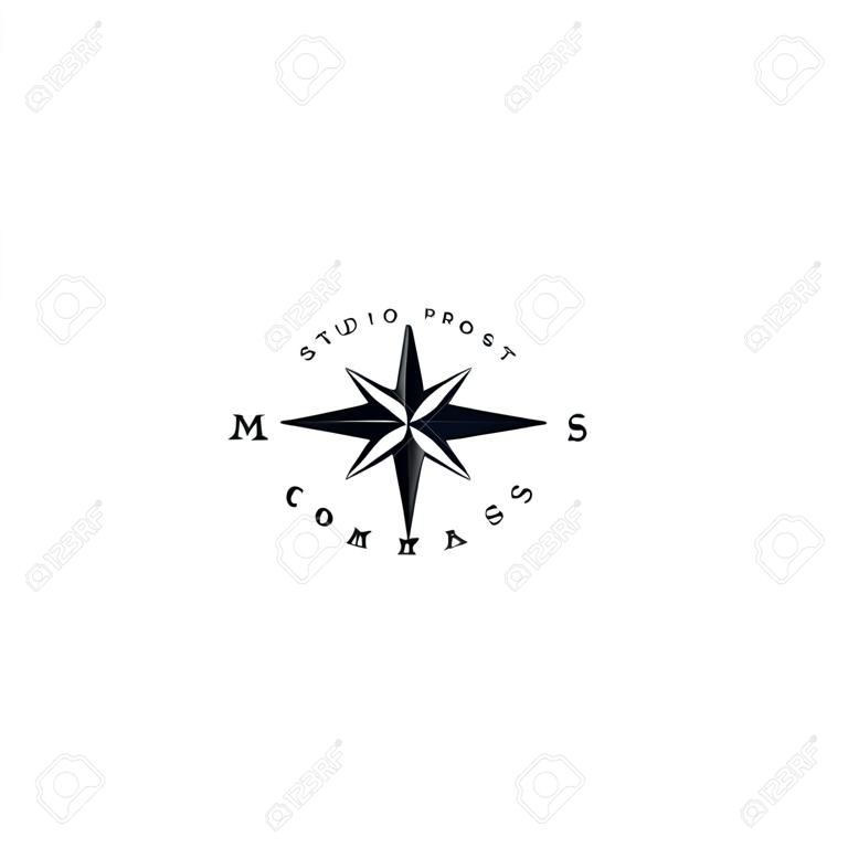 Logotipo da bússola preto e branco