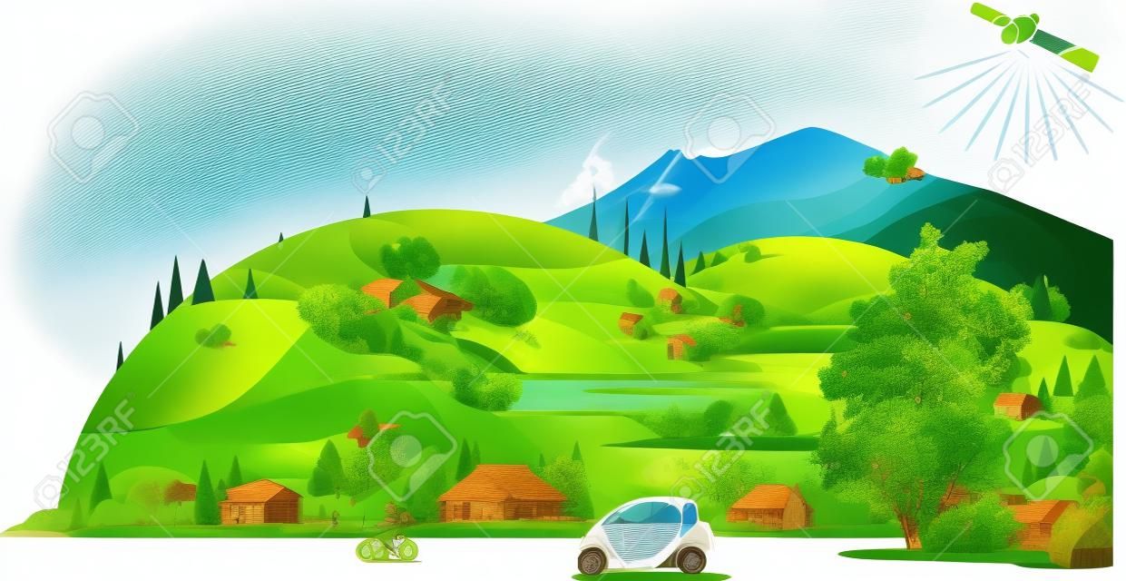 "Illustration of sustainable countryside landscape
"