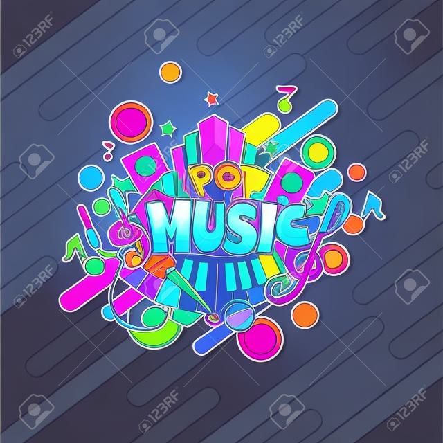 Colorful vector detailed Pop music illustration. Can be used for background and stickers.