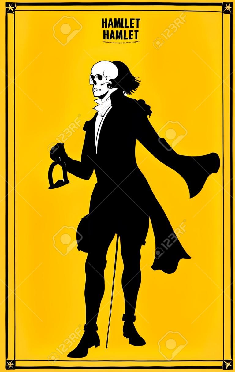 actor plays the role of Hamlet, vector and illustration
