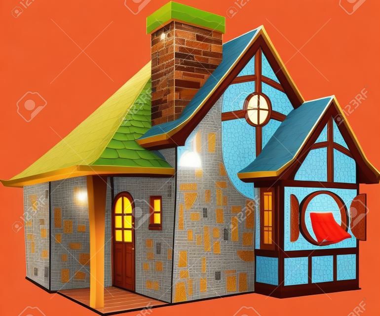 Petite maison de fées avec toit en tuiles, illustration