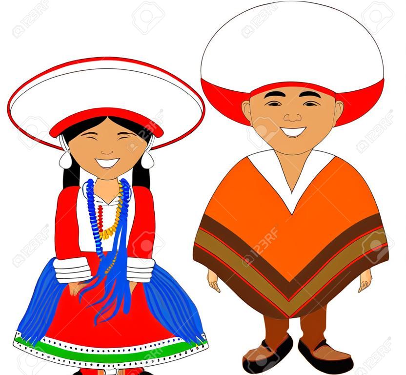 Man and woman in traditional costume, vector flat illustration