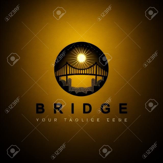 Silueta de puente al aire libre con logo simple