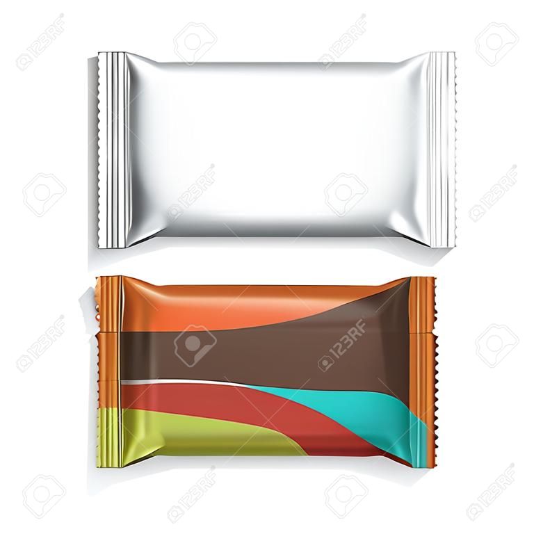 白色或透明的流动包装，塑料薄膜包装，饼干包装，饼干，糖果，巧克力棒，糖果，小吃等包装