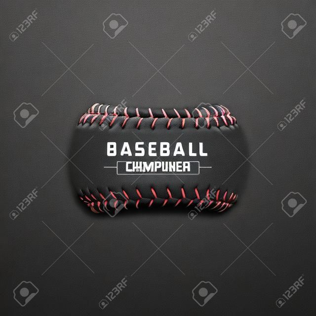 Baseball championship banner - isolated softball seam laces without the ball and text template.