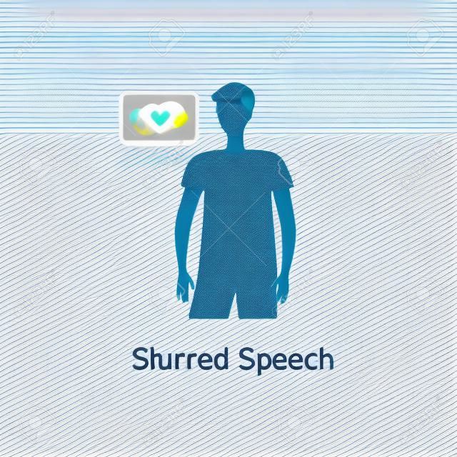 Ictus che riconosce il sintomo medico l'illustrazione piana di vettore dell'icona di discorso impacciato isolata su fondo bianco. Segno di attacco di cuore per avvertimento e prevenzione.