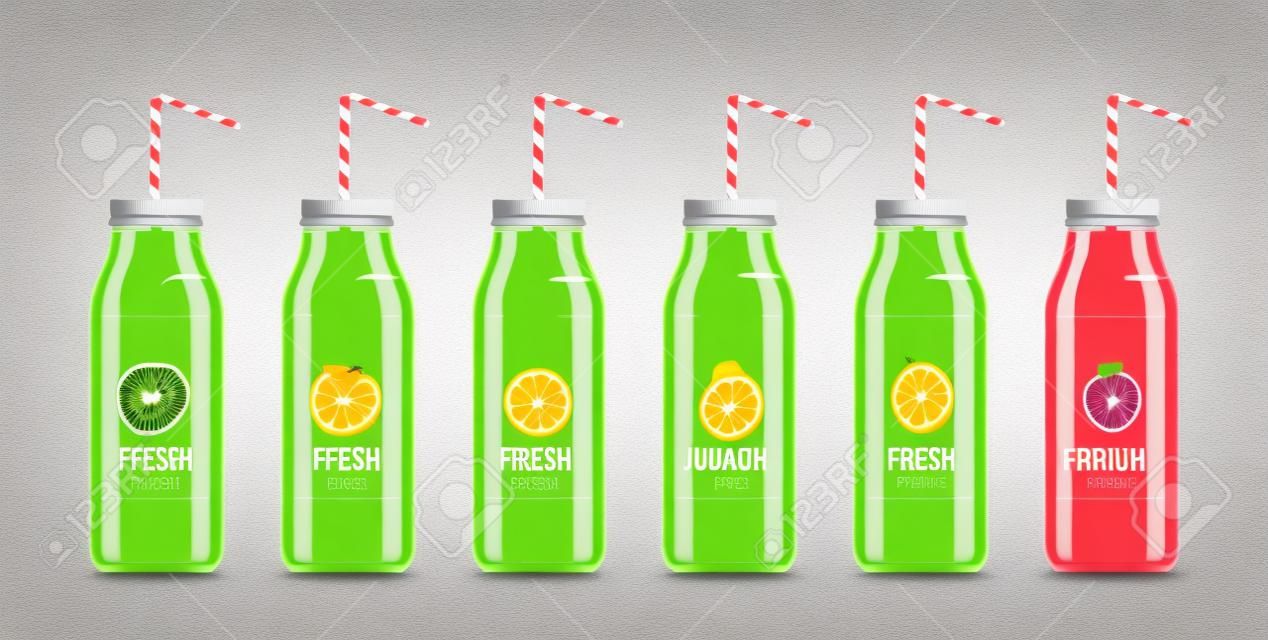 Juice glass bottles set Royalty Free Vector Image