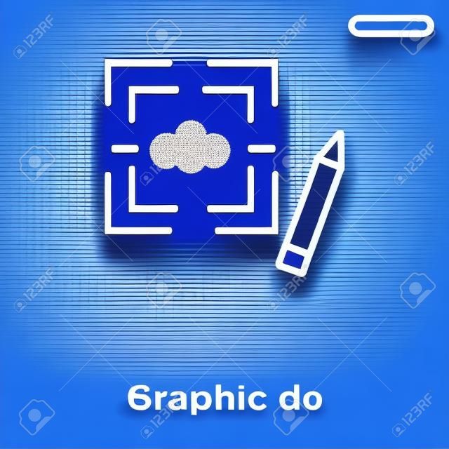 Graphic de vector icon isolated on blue background, sign and symbol