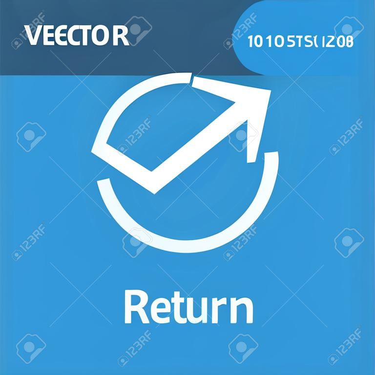 Return vector icon isolated on blue background, sign and symbol, Return icons collection