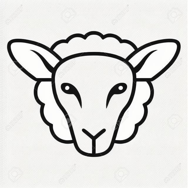 Sheep head thin line icon, Farm animals concept, lamb sign on white background, silhouette of sheep face icon in outline style for mobile concept and web design. Vector graphics.