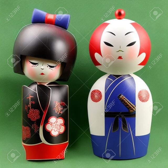 Geisha e Samurai desenhados sob medida Kokeshi-dolls