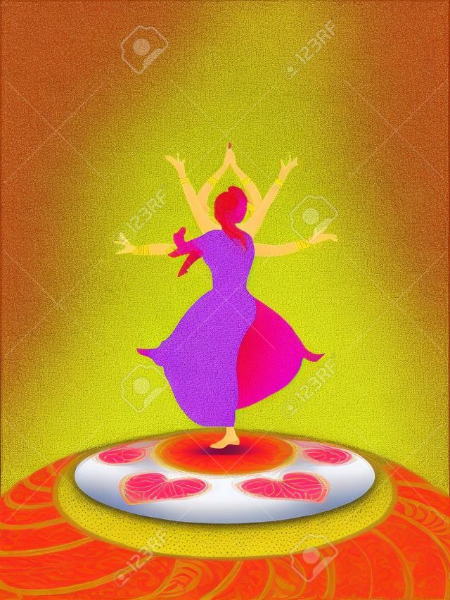 Dancing women greeting card for Onam holiday