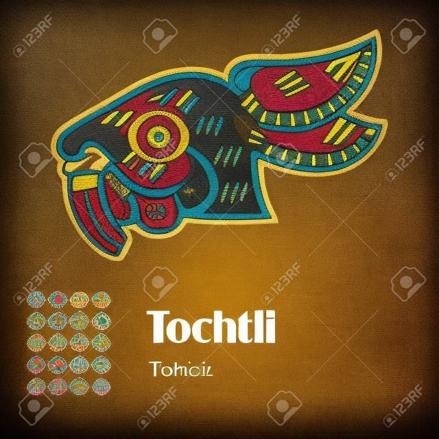 Aztec calendar symbols - Tochtli or rabbit  8 