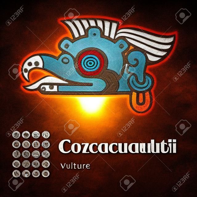 Azteekse kalendersymbolen - Cozcacuauhtli of gier (16)