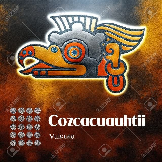 Símbolos aztecas calendario - Cozcacuauhtli o buitre (16)