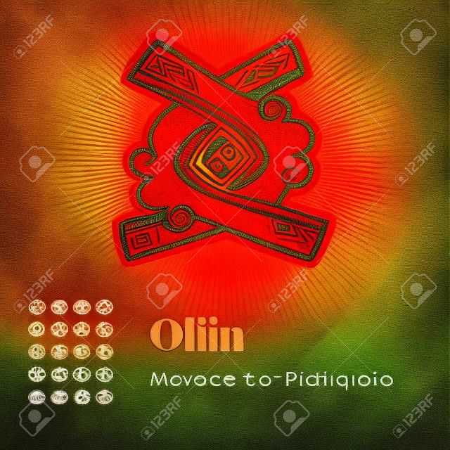 Aztekischen Kalender Symbole - Ollin oder Bewegung (17)