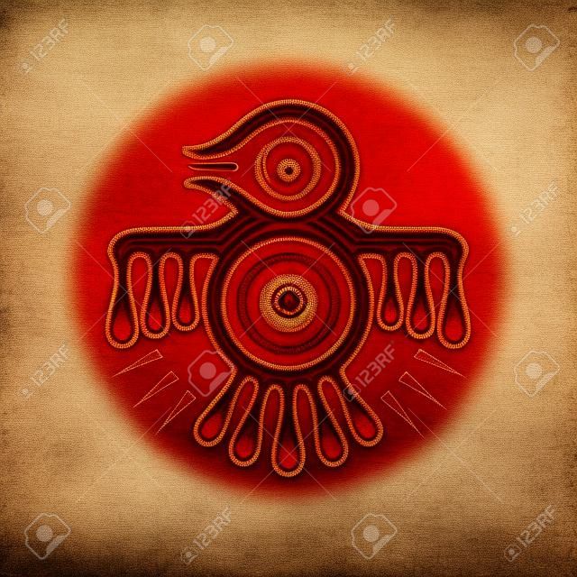 Изолированные ацтеков дух птица красный символ