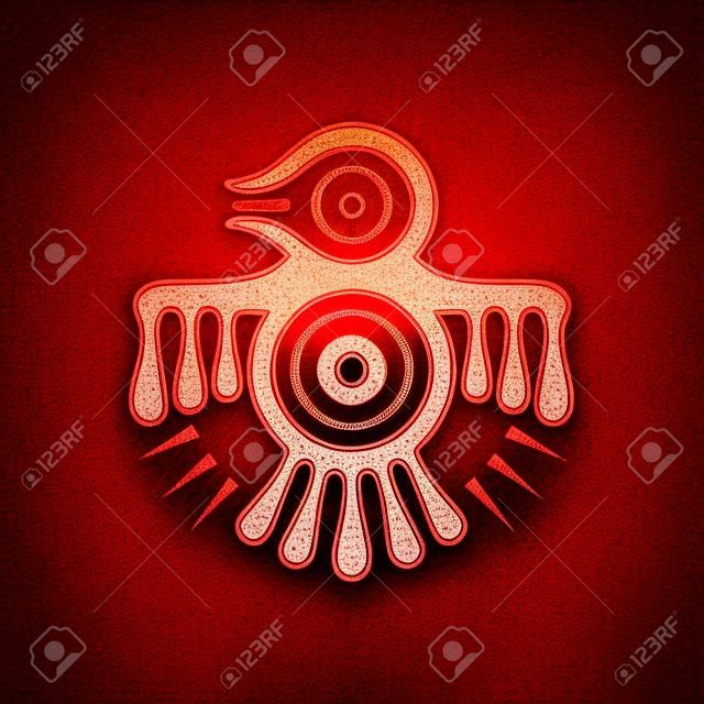 Aislado símbolo rojo azteca espíritu pájaro