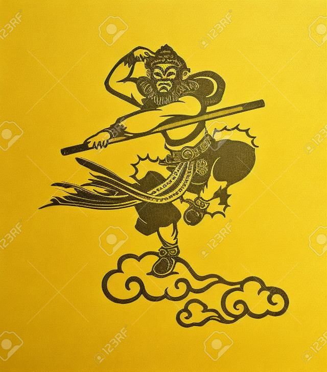 Chinese Monkey king Sun Wukong paper-cut