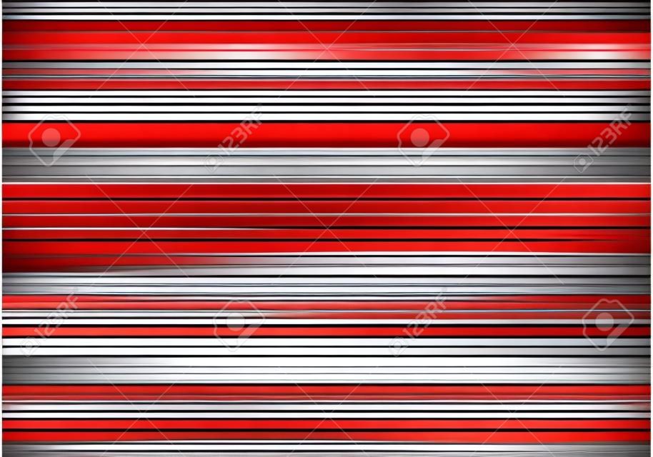 Striped Tech Metallic Corporate Hintergrund. Abstrakte rote Vektor-Design mit Metall Silber Streifen