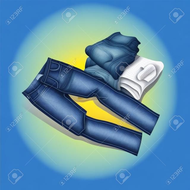 Jeans pantaloni illustrazione vettoriale piegato