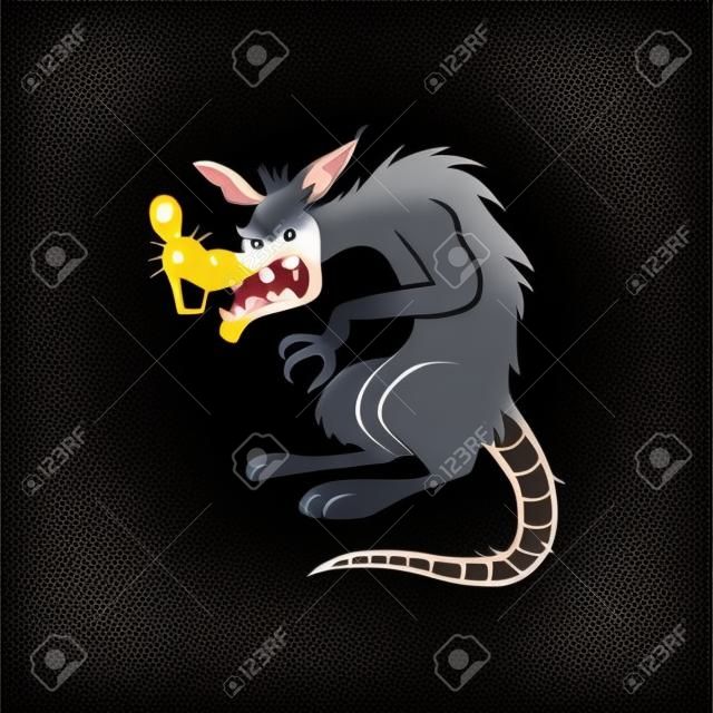 zły czarny szczur kreskówka wektor ilustracja