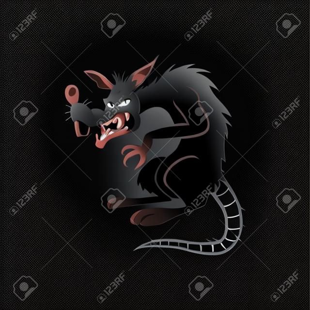 vector de ilustración de dibujos animados mal rata negra
