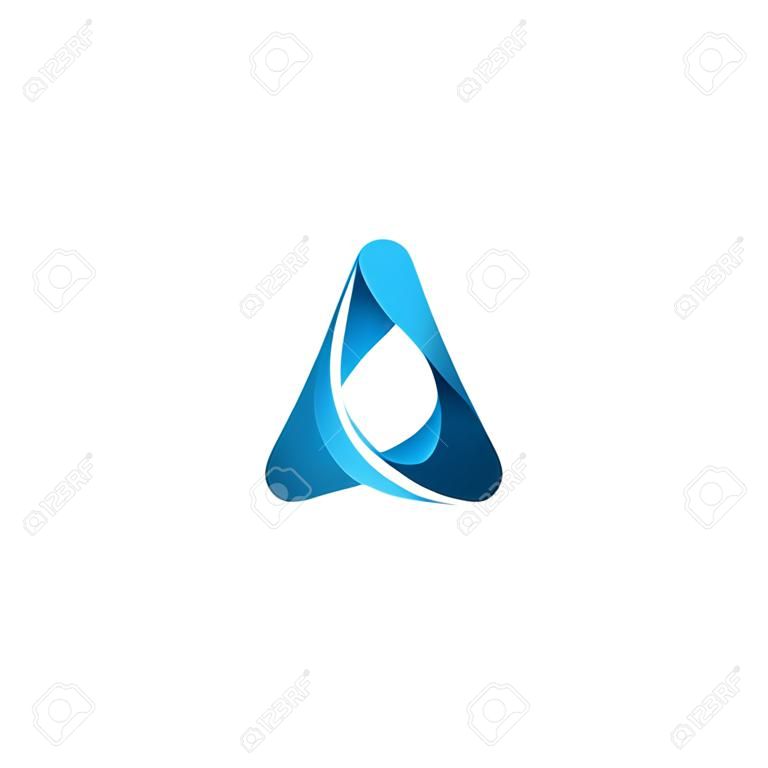 Lettera con un modello di logo di acqua di concetto di goccia di acqua