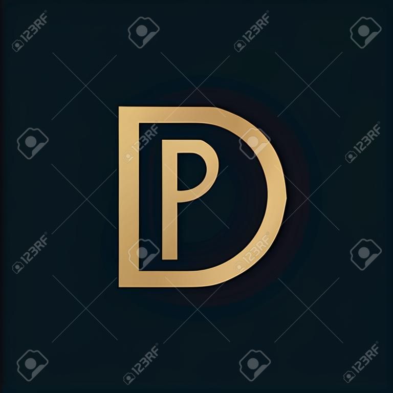 lettre de luxe D et logo lettre P. pd, dp initiale se chevauchant dans un logotype de lettre carrée coloré