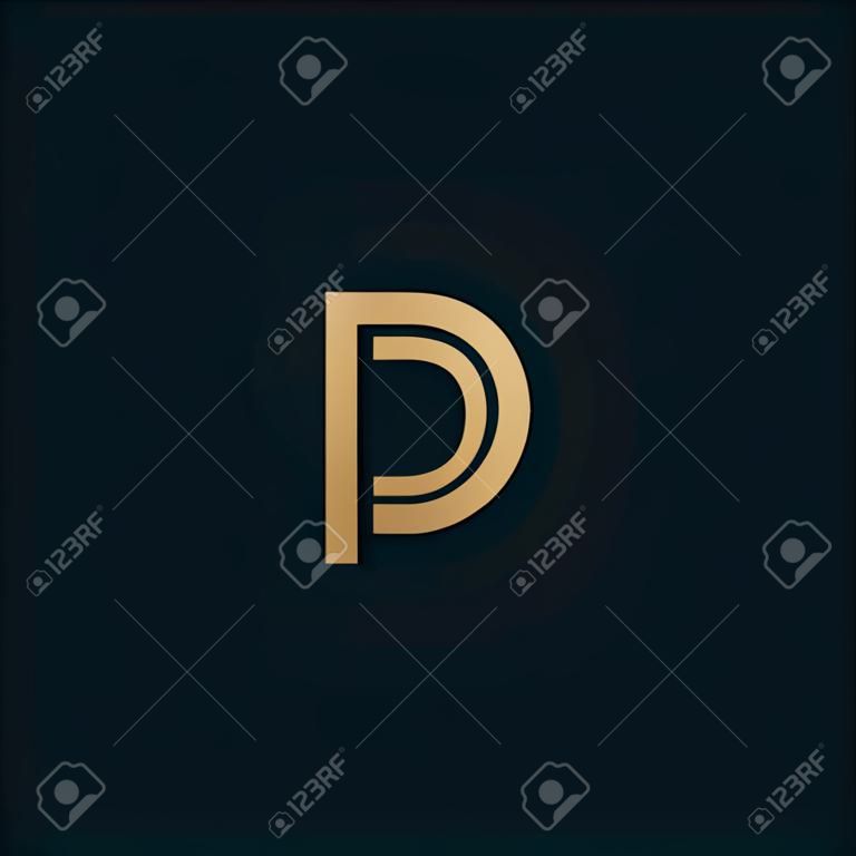 고급 문자 D 및 문자 P 로고. pd, dp는 처음에 겹쳐진 정사각형 로고 타입의 화려한 로고입니다.
