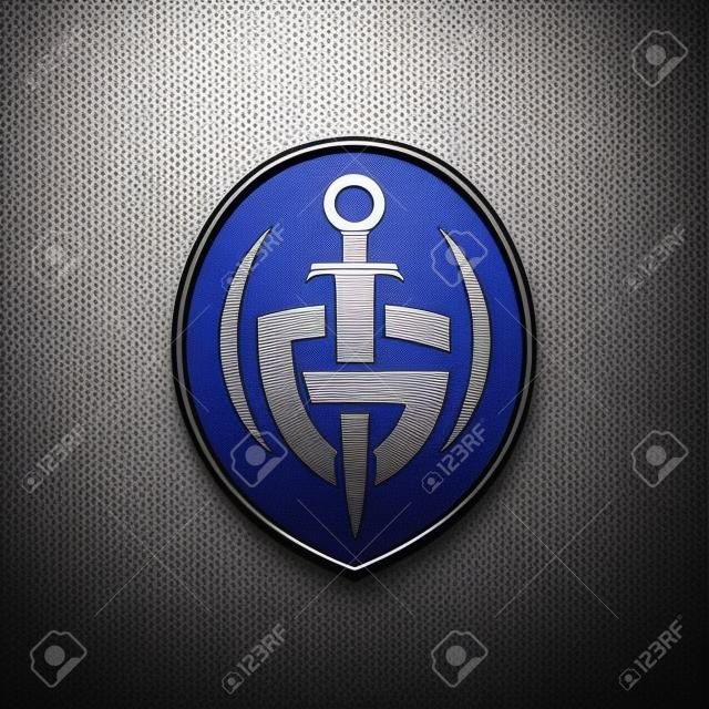 logo de l'épée de protection de la lettre G. Modèle de concept de conception de logo de sécurité