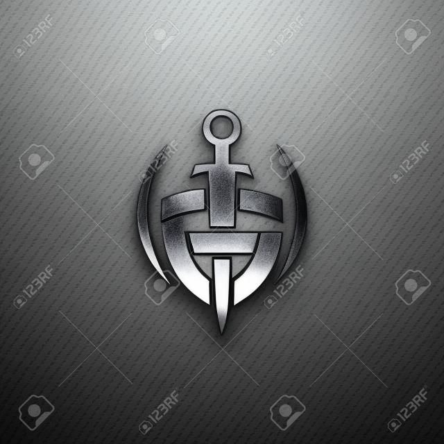lettera G scudo spada logo. modello di concetto di sicurezza logo design