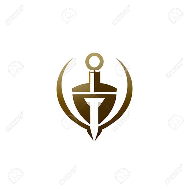 Letra G escudo espada logo. Plantilla de concepto de diseño de logotipo de seguridad