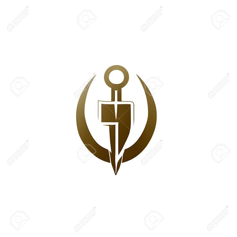 letter G shield sword logo. security logo design concept template