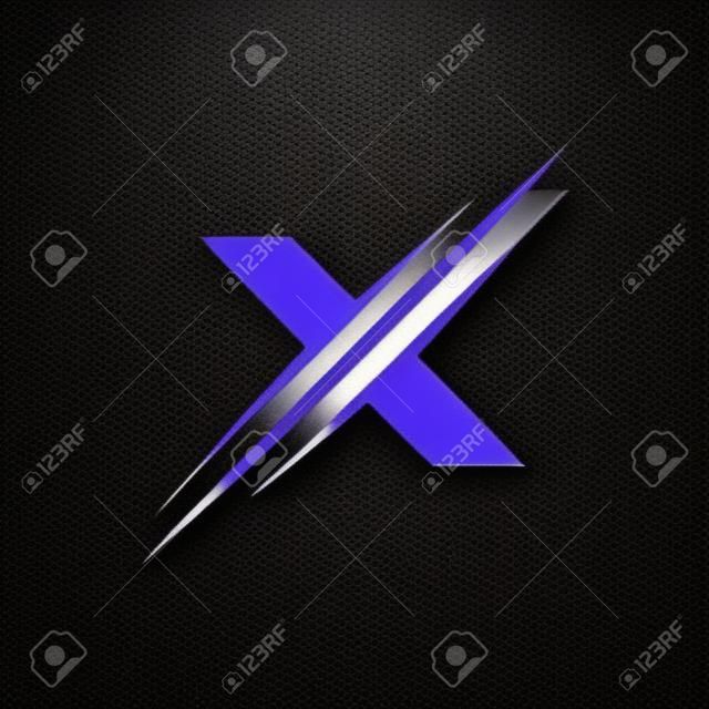 手紙 x のロゴ。スライスのロゴ デザイン コンセプト テンプレート