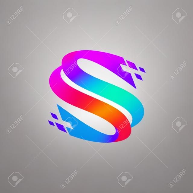 letter s technology logo design concept template