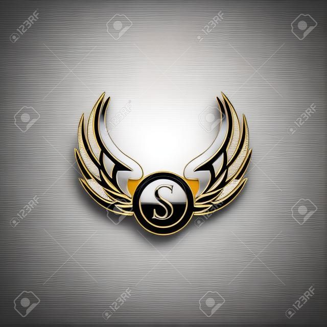 Luxury Letter s Emblem Wings logo design concept template