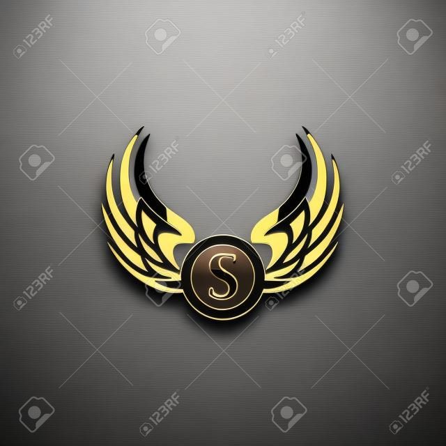 Luxury Letter s Emblem Wings logo design concept template