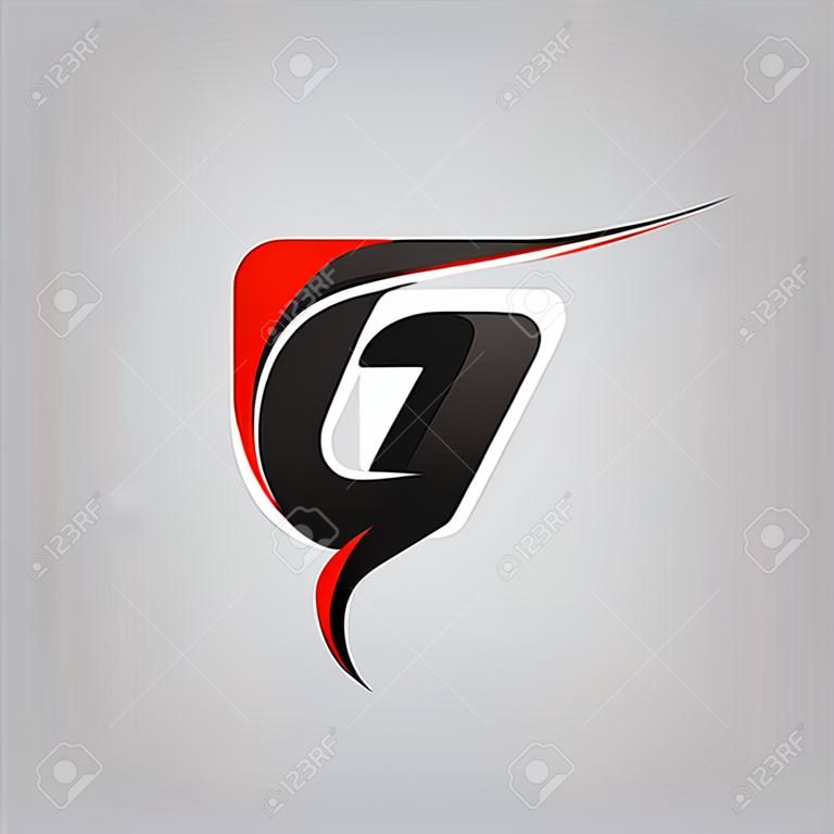 swoosh 컬러 레드와 블랙의 이니셜 G 문자 로고