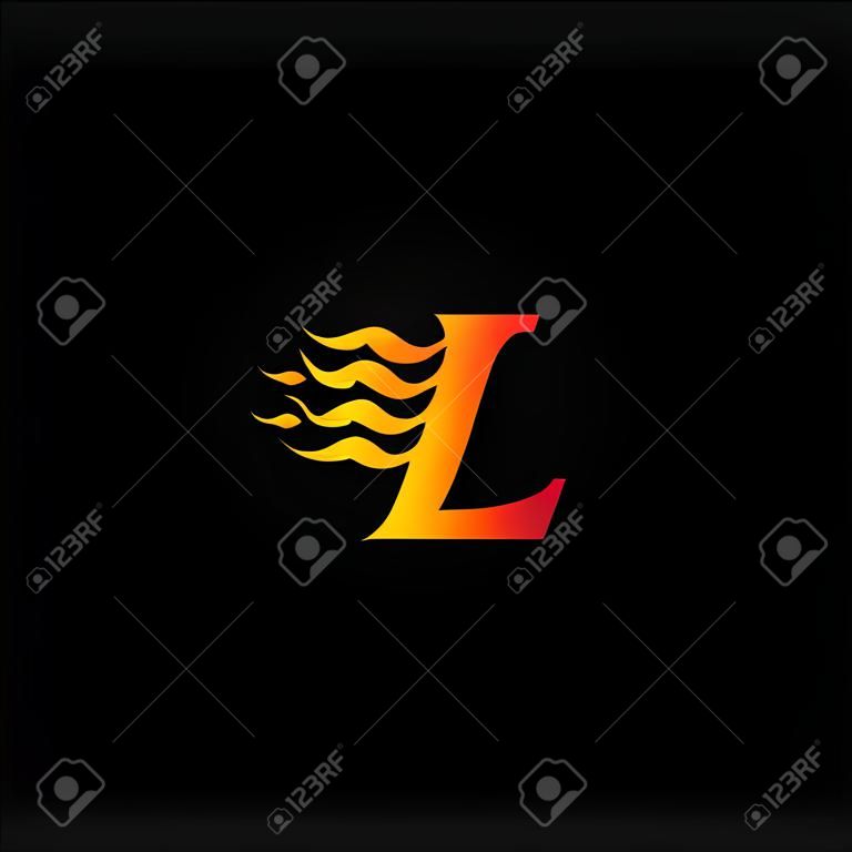 Buchstabe L Brennende Flamme Logo Designvorlage