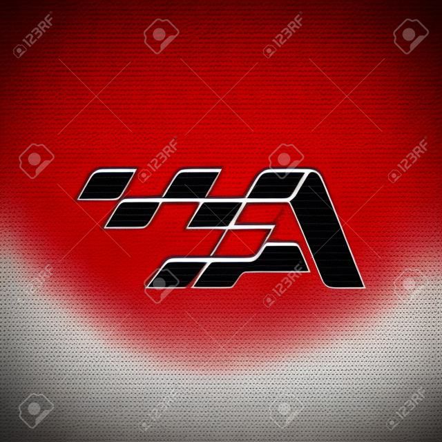 Carta A com logotipo da bandeira de corrida