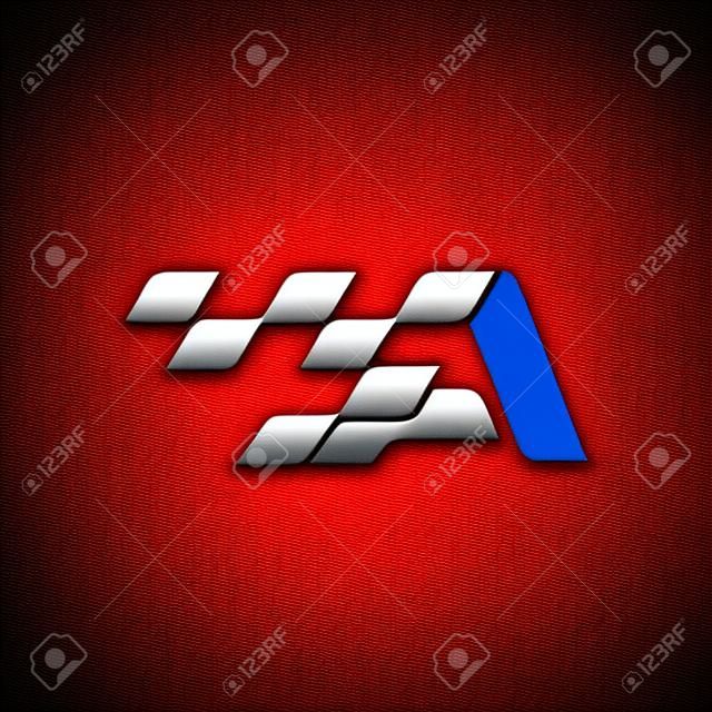 Litera A z logo flagi wyścigów