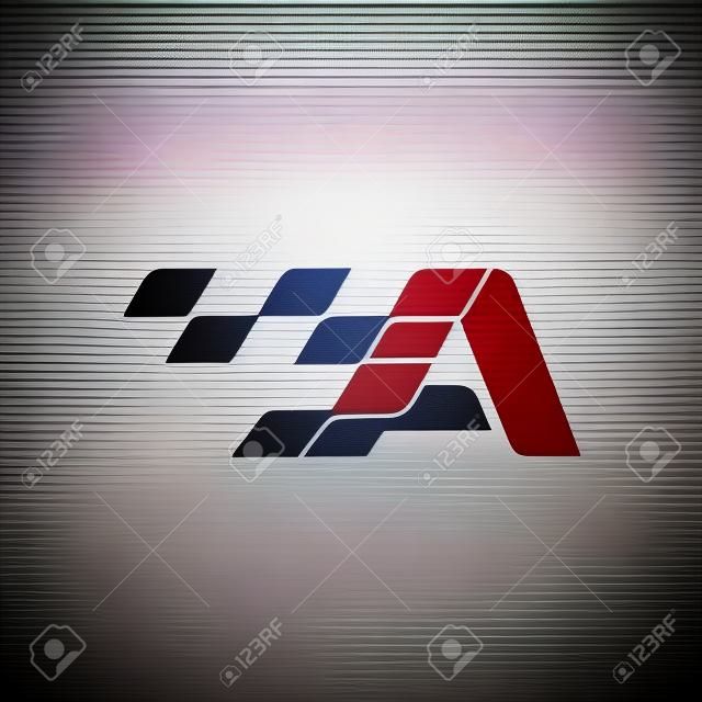 Letra A con logo de bandera de carreras.